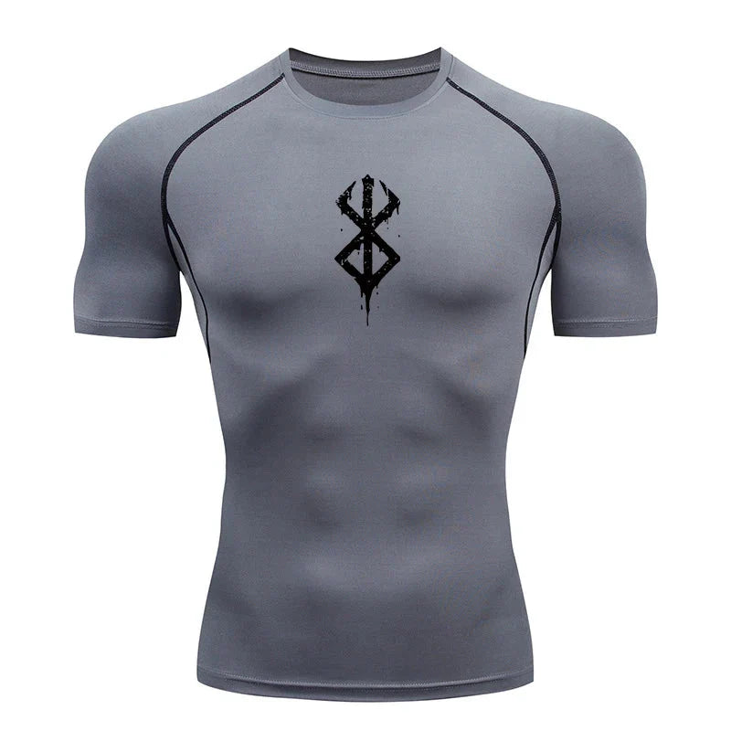 Camisa de compresión estampada para hombre - Camiseta de entrenamiento de verano