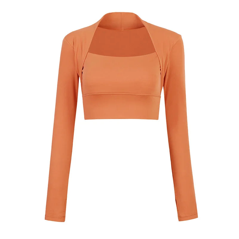 Padded Long Sleeve Yoga Crop Top