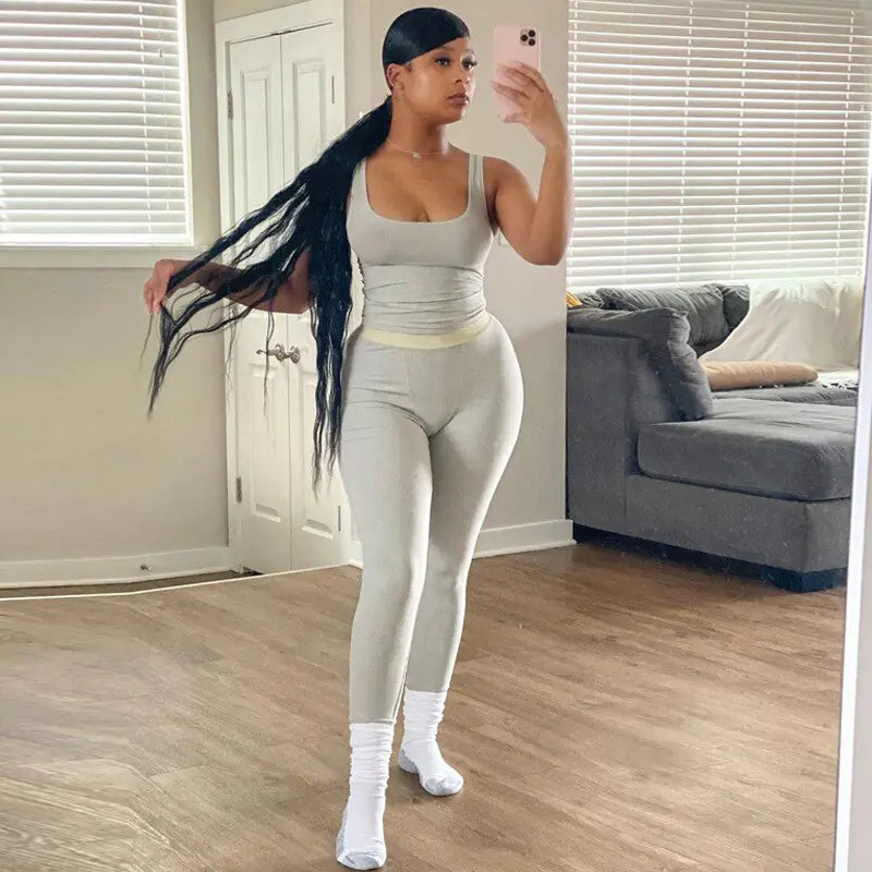 Conjunto de Top Corto y Leggings de Gimnasio Premium