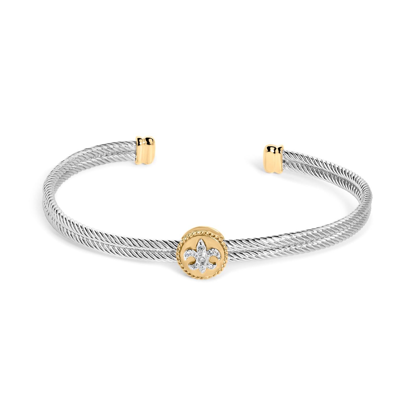 Bracelet jonc en argent sterling plaqué or 18K avec accents en diamant