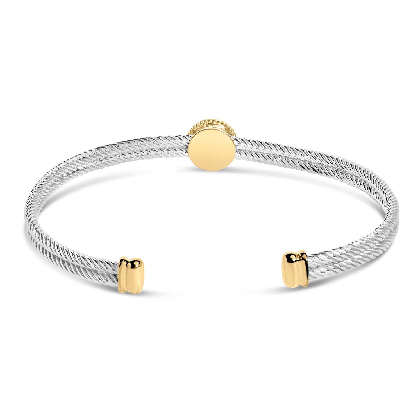 Bracelet jonc en argent sterling plaqué or 18K avec accents en diamant