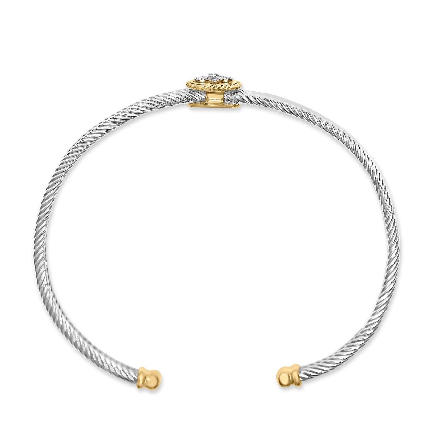 Bracelet jonc en argent sterling plaqué or 18K avec accents en diamant