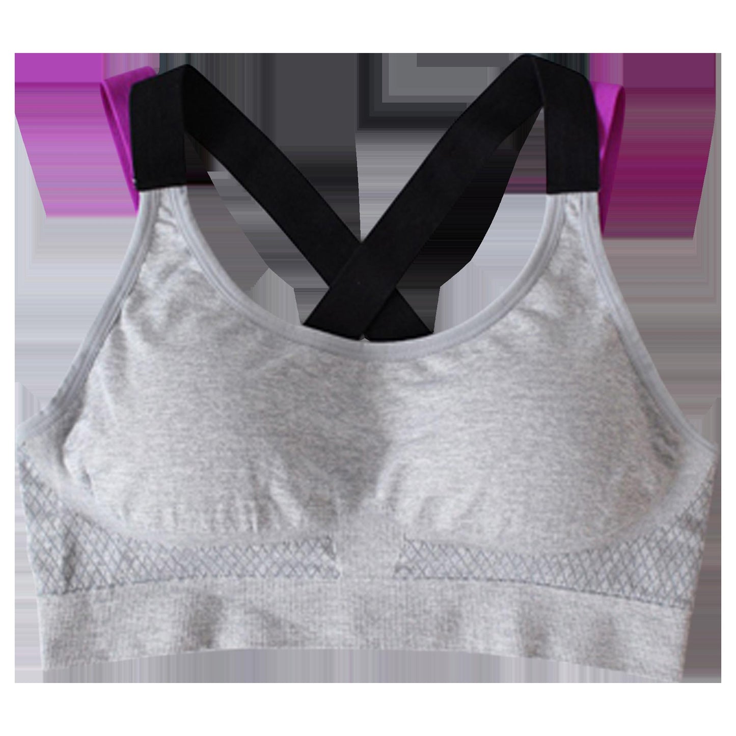 SOBEYO Padded Sports Bra with Cross Back Design - Gray