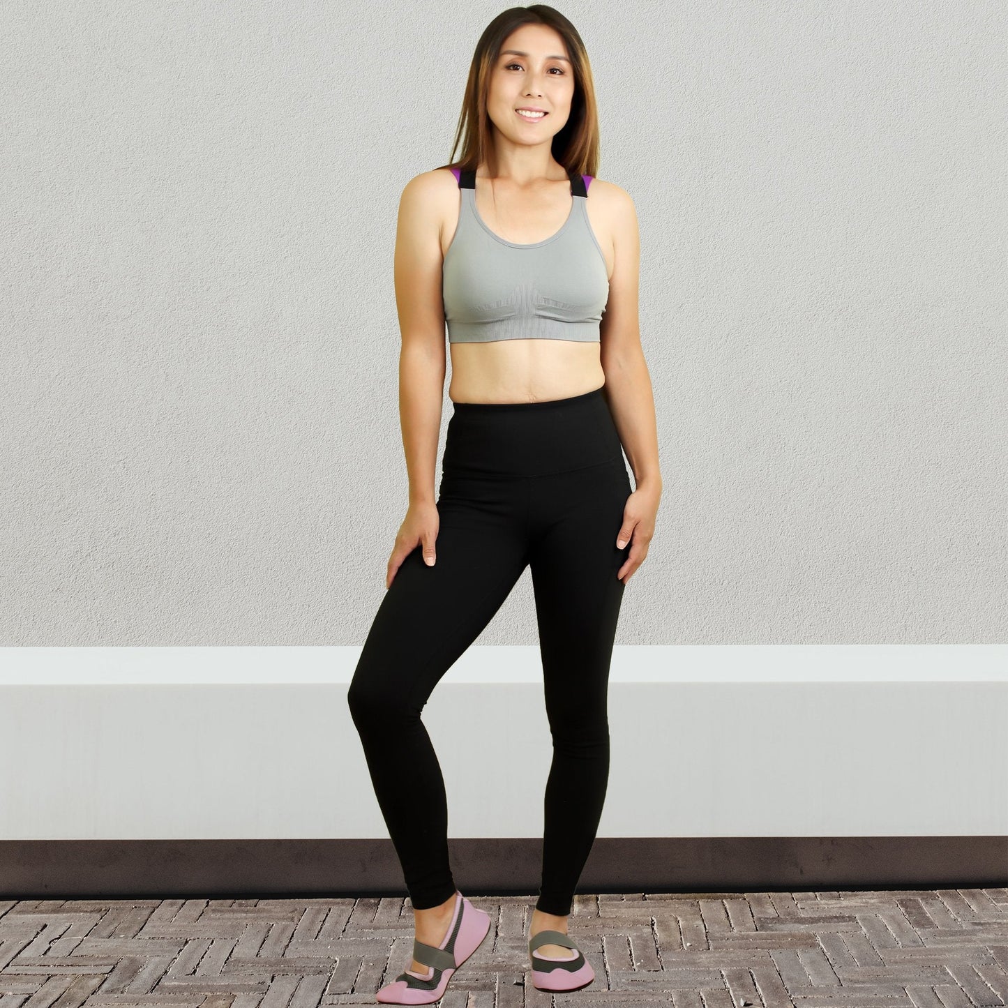 SOBEYO Padded Sports Bra with Cross Back Design - Gray