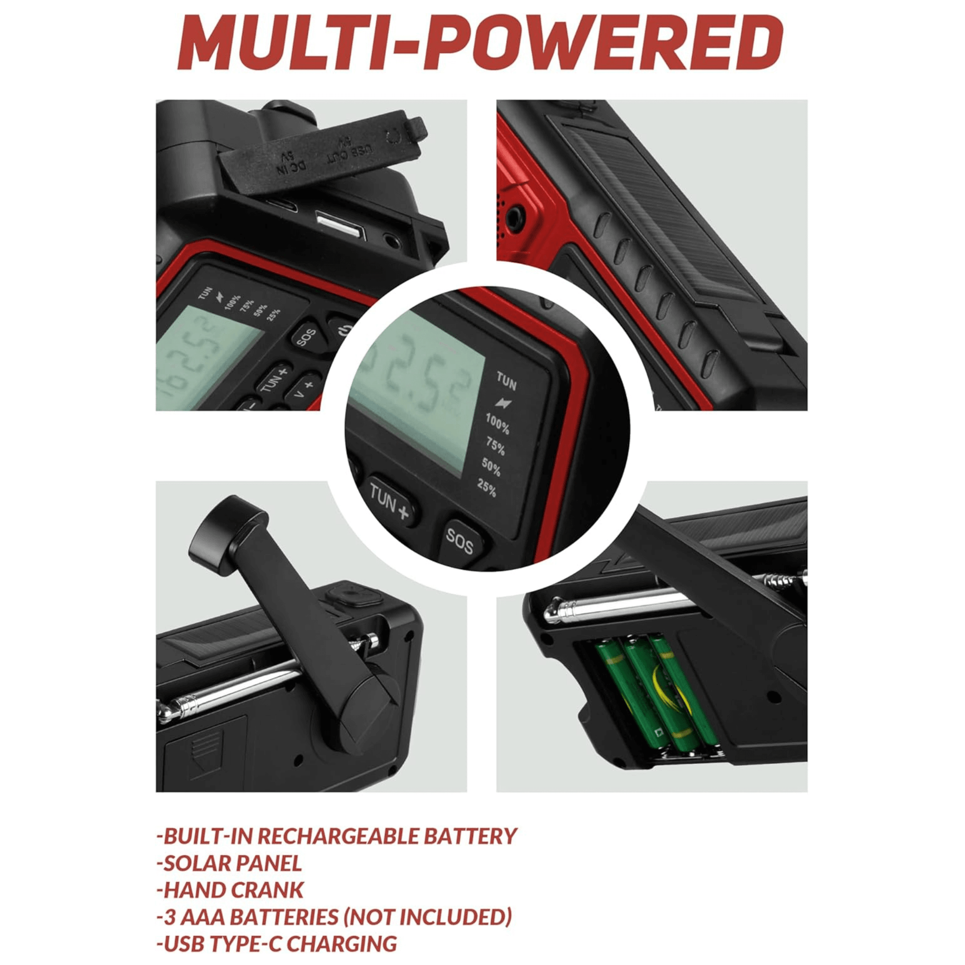 Ultimate Multi-Powered Emergency Radio with NOAA Alerts - Korvel