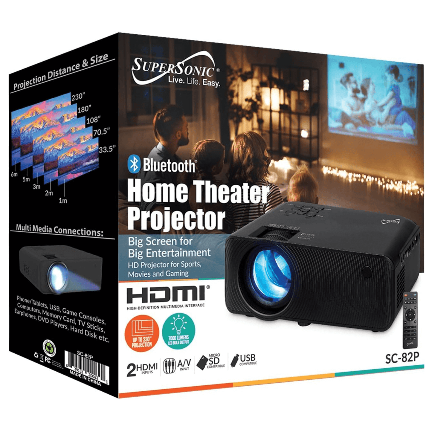 Proyector de Cine en Casa Supersonic con Bluetooth