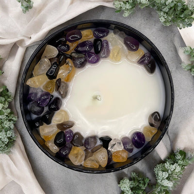 Transformative Sea Salt Eucalyptus Crystal Candle with Healing Stones | 9oz Coconut-Soy Blend - Korvel
