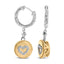 Pendientes Medallón Corazón de Diamante de Plata Esterlina Baño de Oro Amarillo de 18K