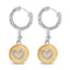 Pendientes Medallón Corazón de Diamante de Plata Esterlina Baño de Oro Amarillo de 18K