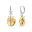 18K Gold Plated Sterling Silver Diamond Medallion Drop Earrings