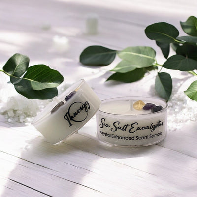 Eucalyptus Sea Breeze, Premium Coconut-Soy Wax Tea Light Crystal Candle, 1oz - Korvel