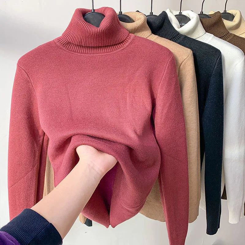 Women's Elegant Turtleneck Winter Sweater - Warm Knit Pullover