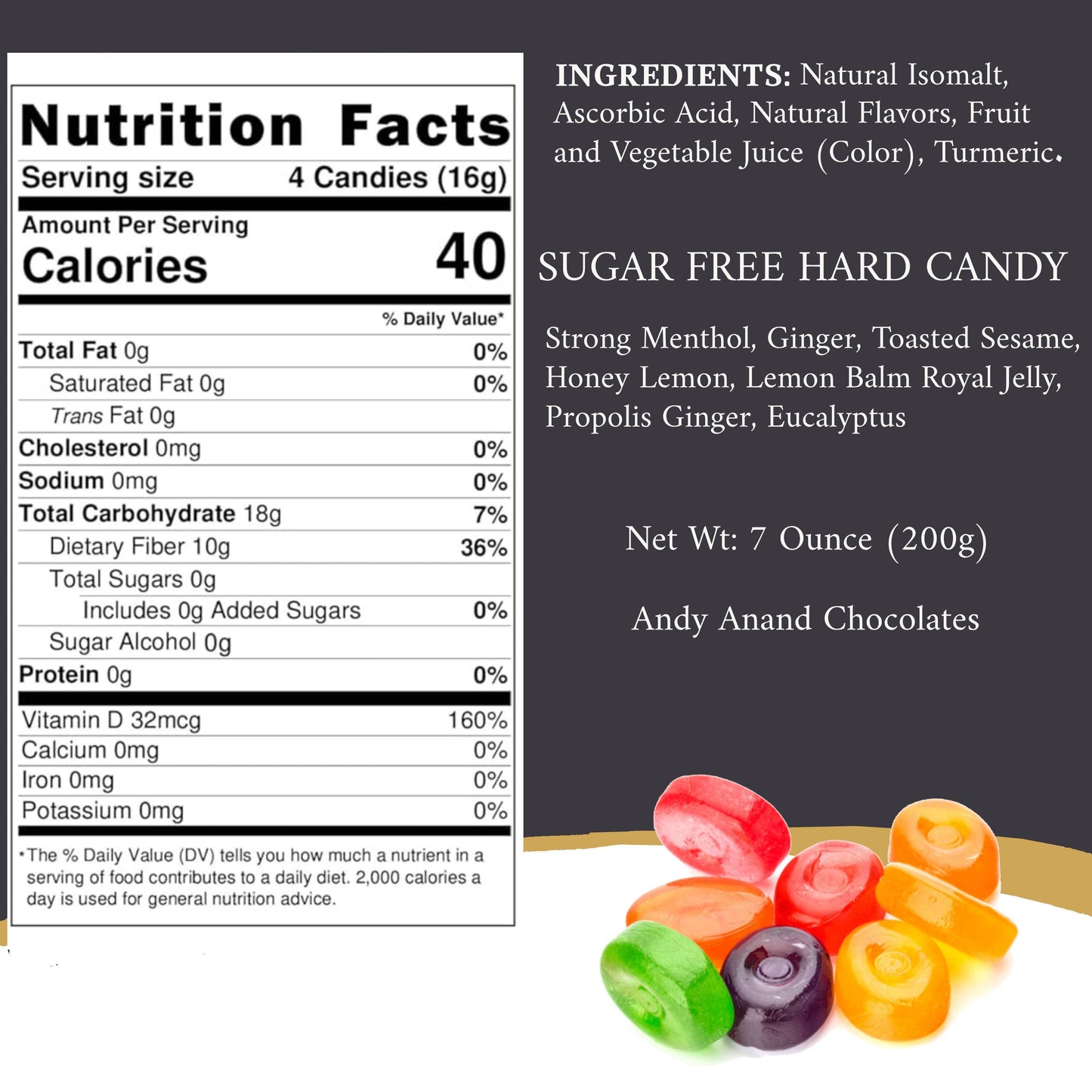 Bonbons aux herbes sans sucre Andy Anand - Pack méga de 8 saveurs