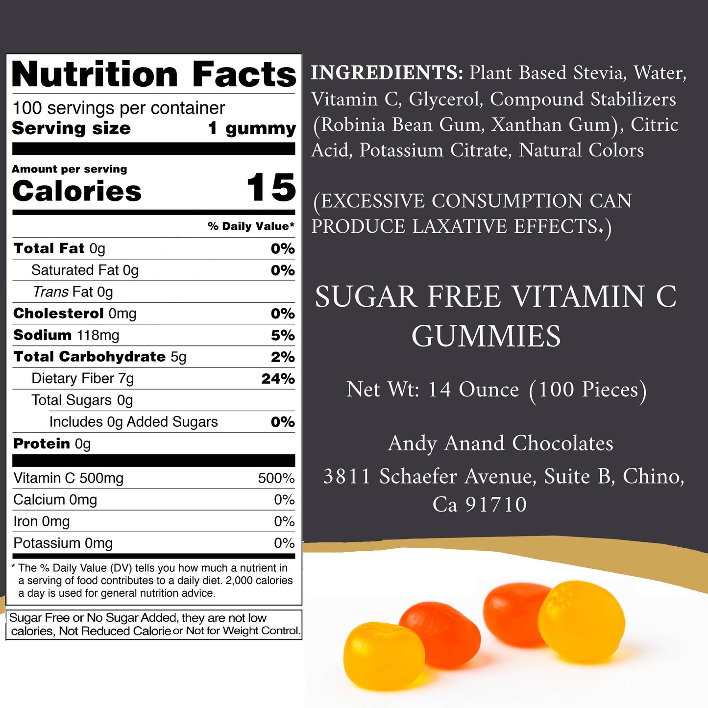 Andy Anand Sugar Free Vitamin C Gummies - 100 Count