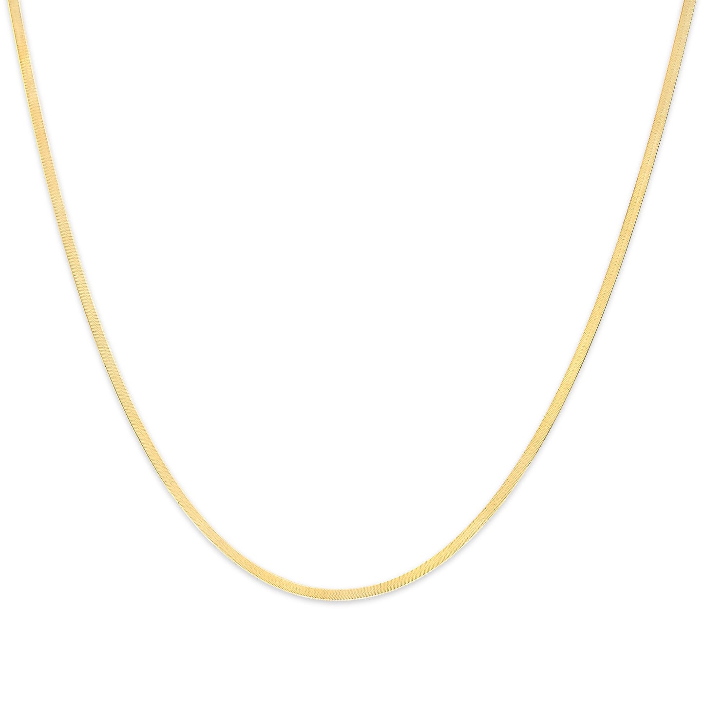 Unisex Solid 14K Yellow Gold Herringbone Chain Necklace - 18"