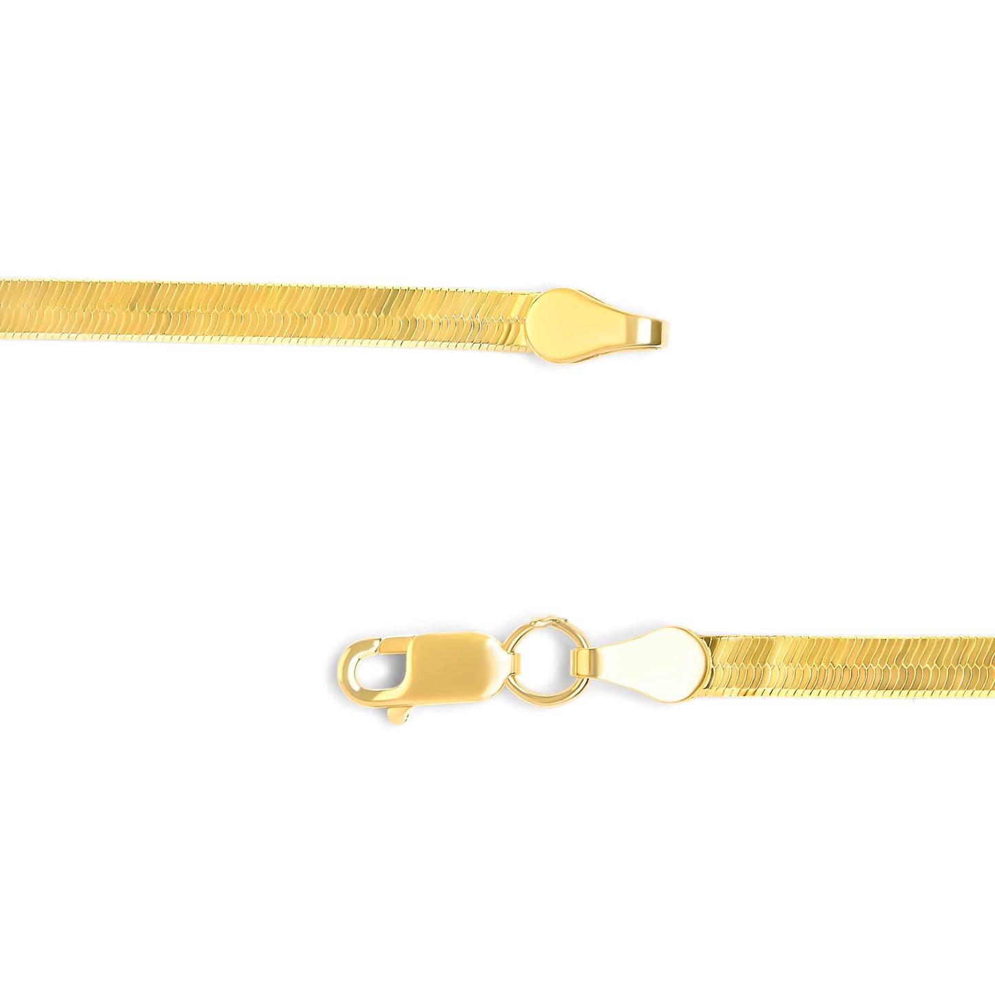 Unisex Solid 14K Yellow Gold Herringbone Chain Necklace - 18"