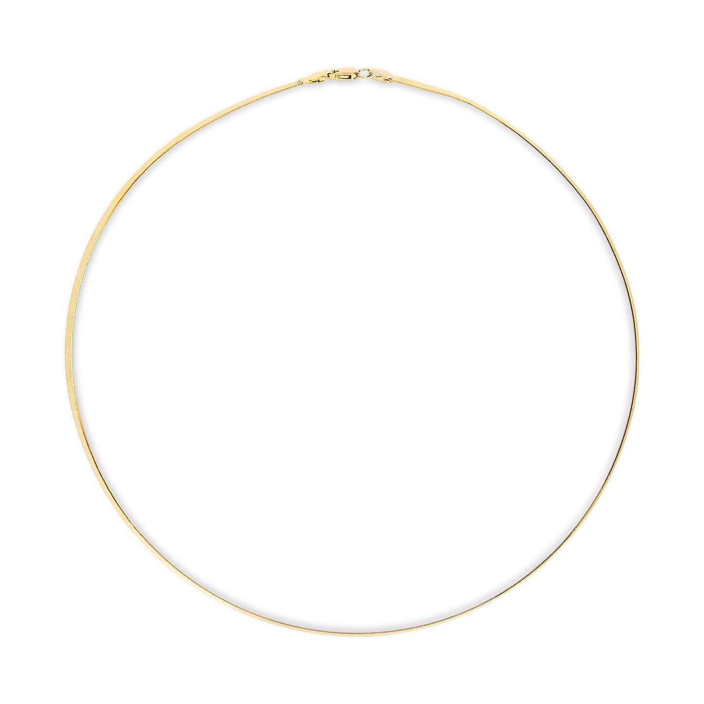 Unisex Solid 14K Yellow Gold Herringbone Chain Necklace - 18"