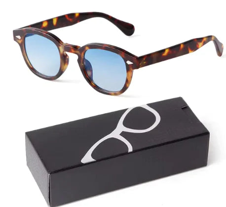Gafas de sol redondas pequeñas en azul degradado para una protección con estilo