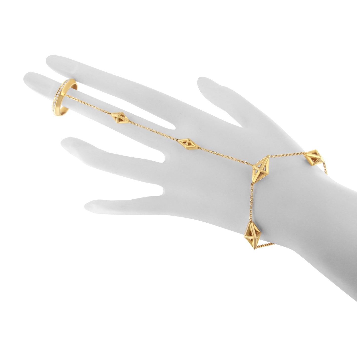 Pulsera de Cadena de Mano de Diamante en Oro Amarillo de 14K - 7"