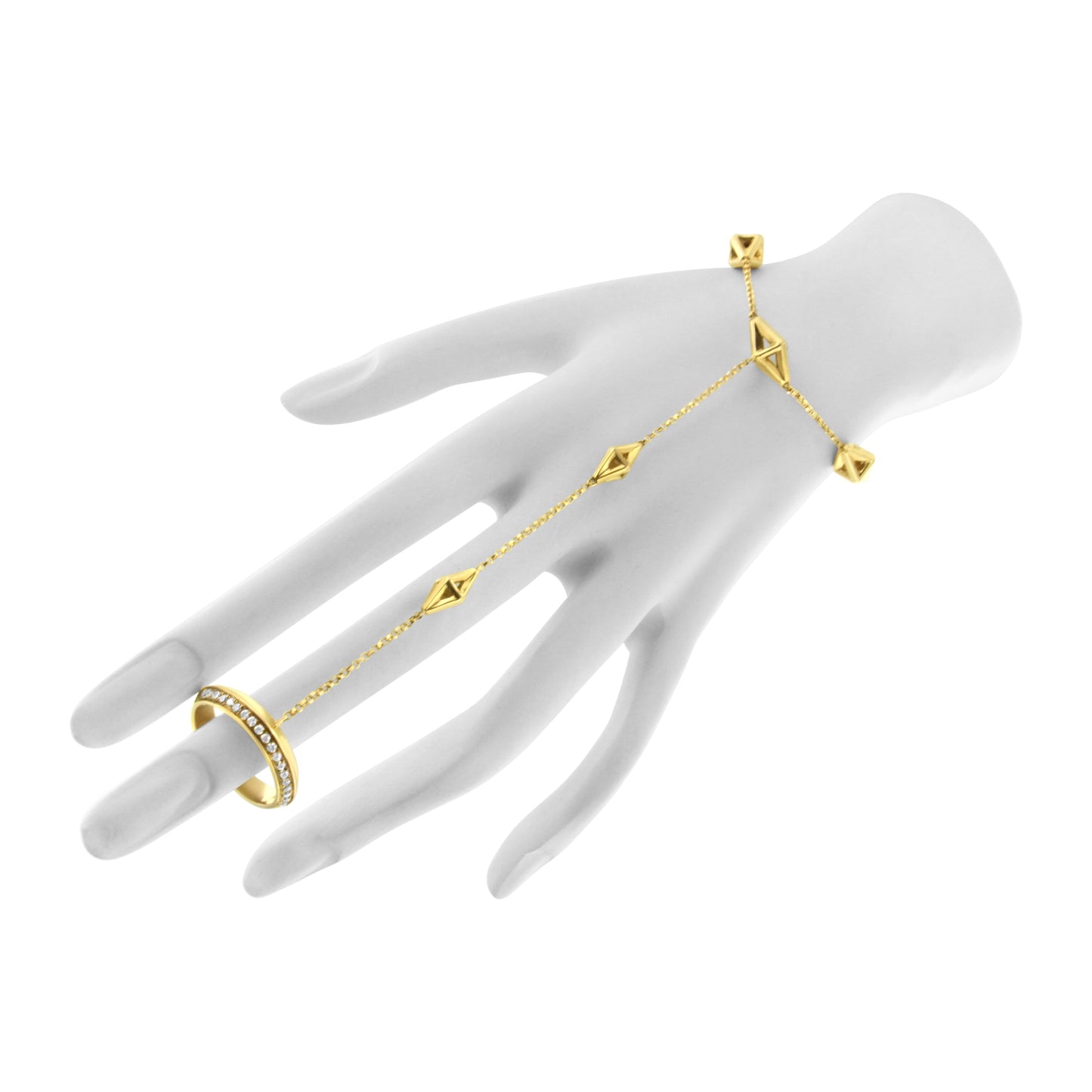 Pulsera de Cadena de Mano de Diamante en Oro Amarillo de 14K - 7"