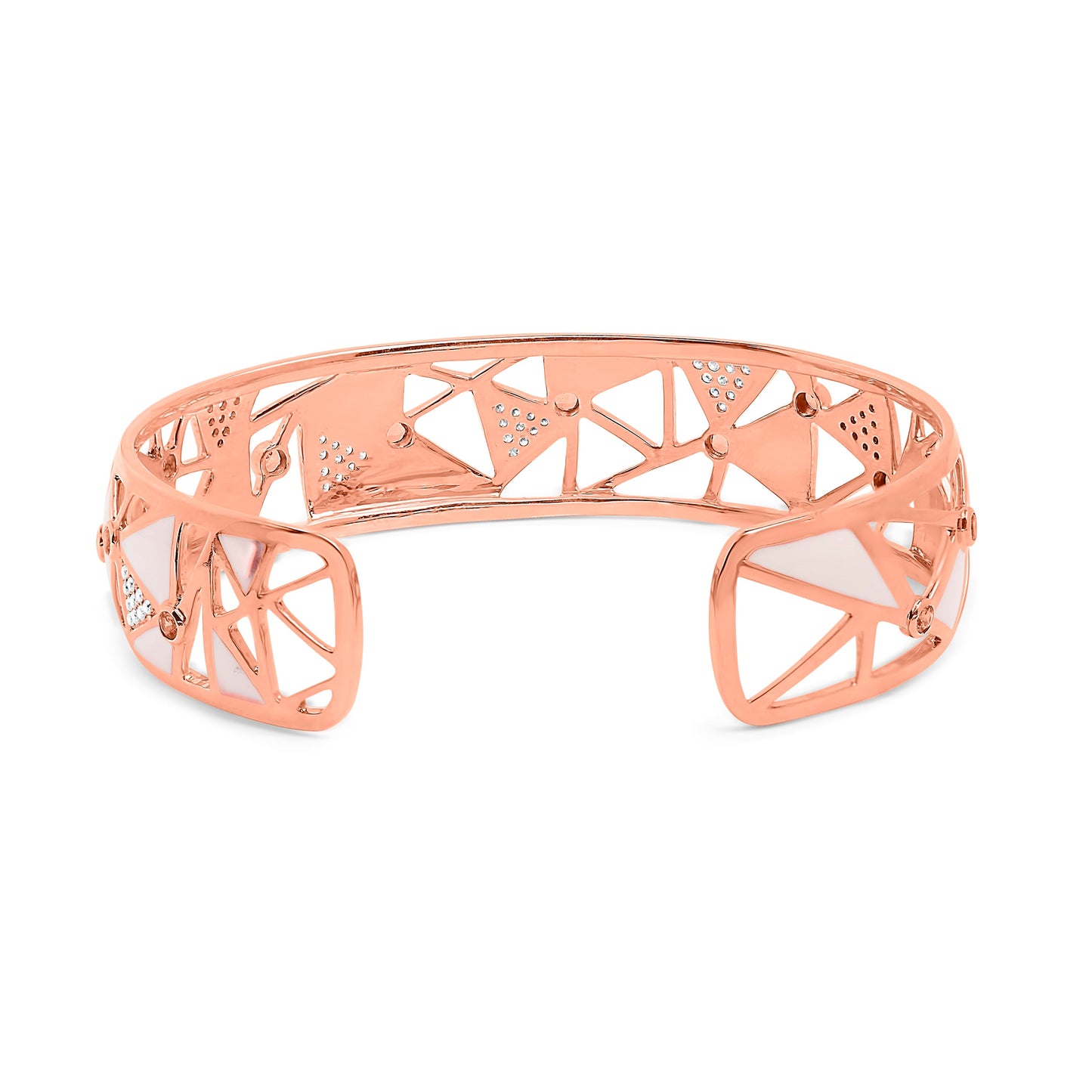 14K Rose Gold Diamond & Pink Tourmaline Open Cuff Bangle - 7"
