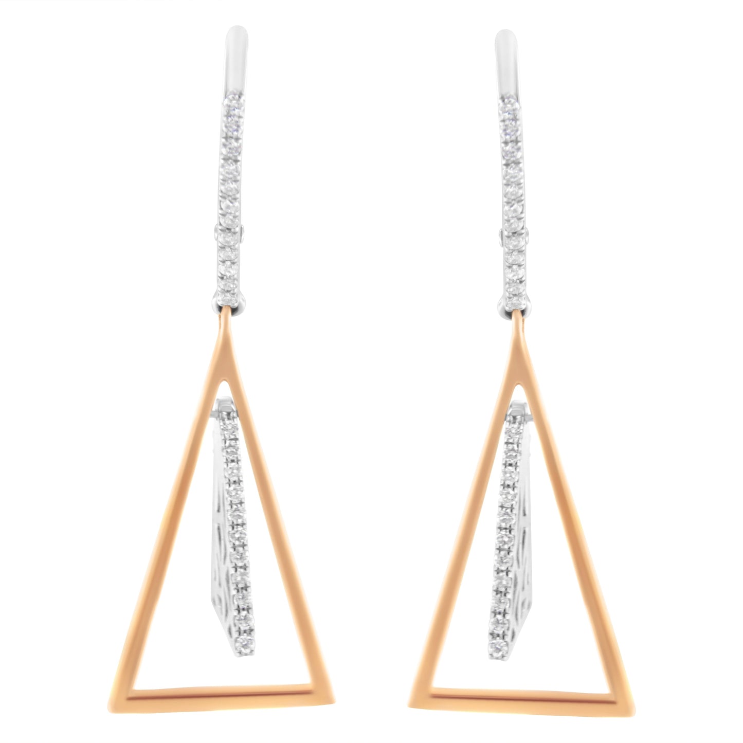14K Rose and White Gold Diamond Windchime Drop Earrings