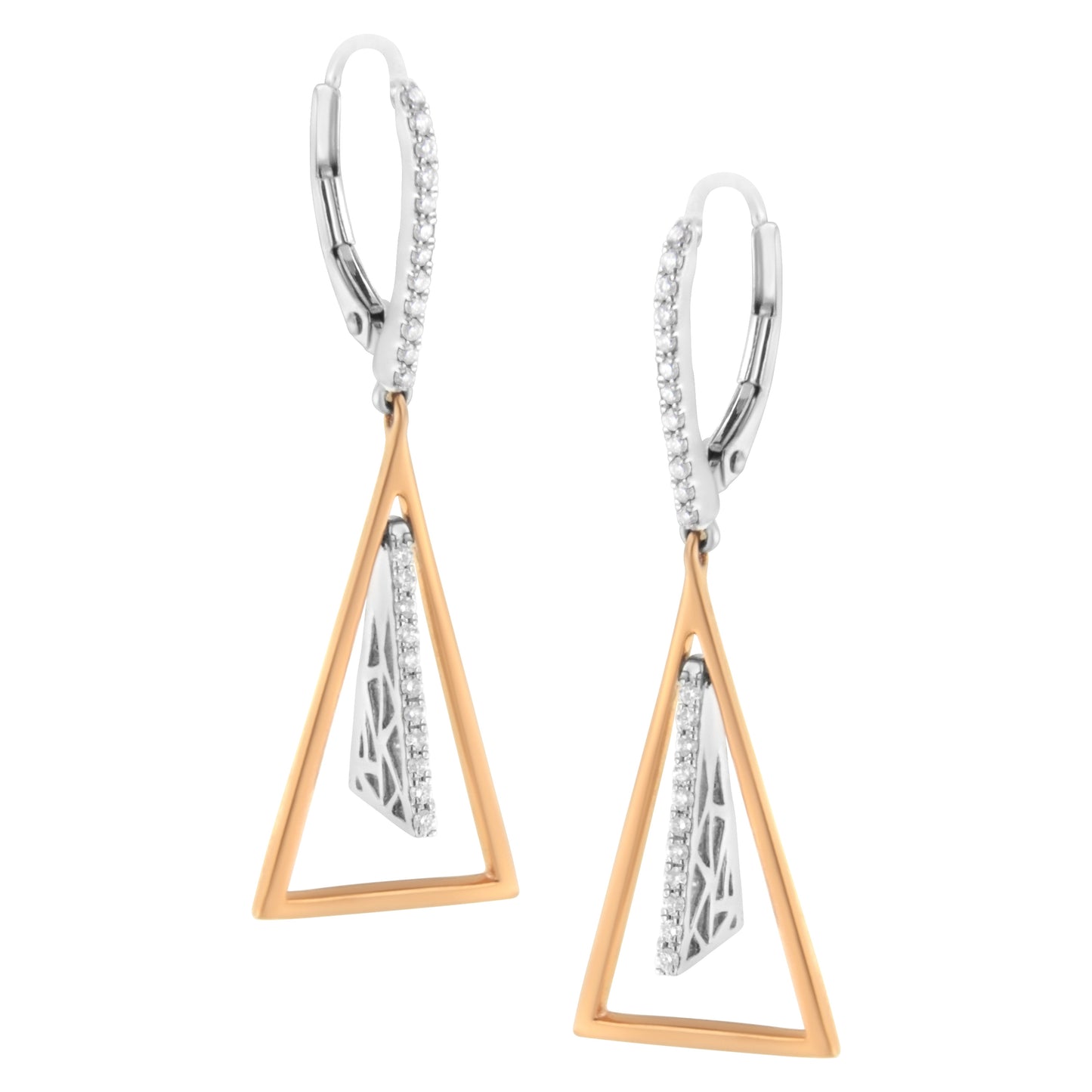 14K Rose and White Gold Diamond Windchime Drop Earrings
