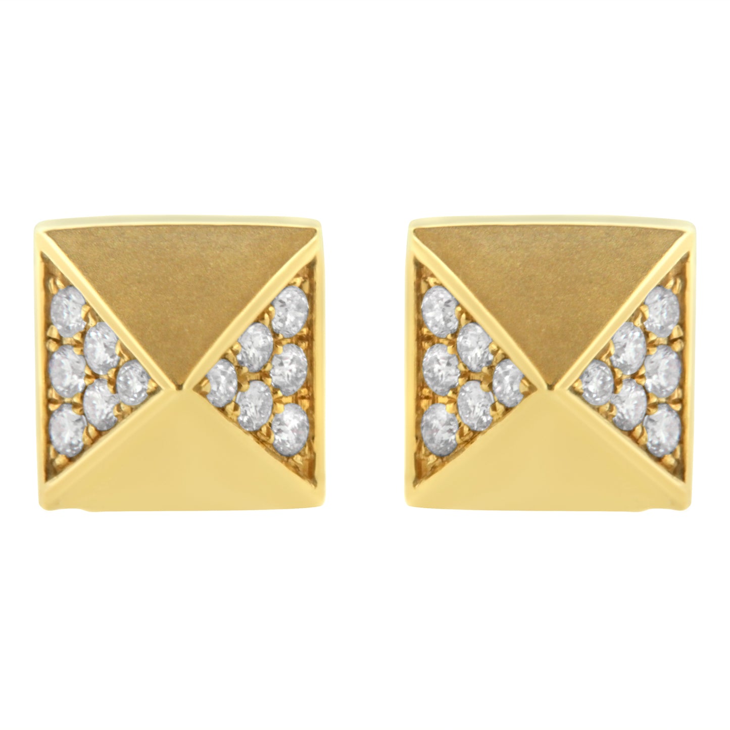Boucles d'oreilles en diamant pyramide en or jaune 14K