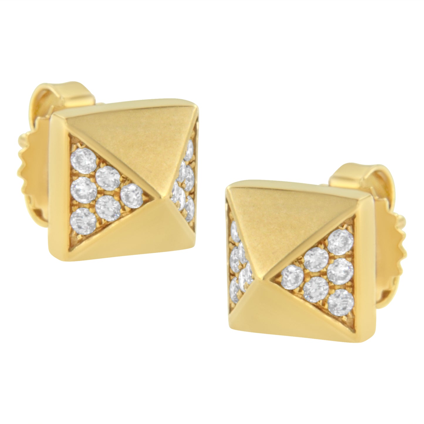 Boucles d'oreilles en diamant pyramide en or jaune 14K