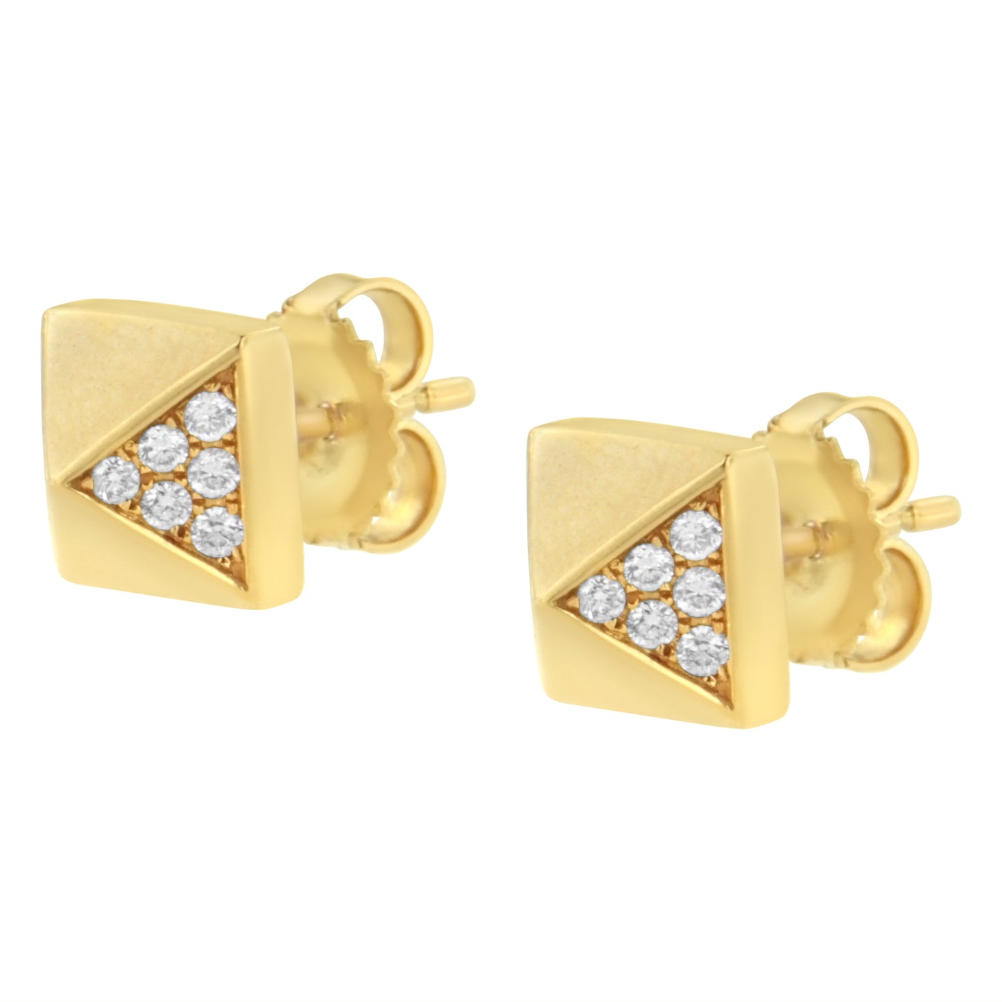 Boucles d'oreilles en diamant pyramide en or jaune 14K