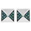 14K White Gold Blue Diamond Pyramid Stud Earrings