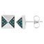 14K White Gold Blue Diamond Pyramid Stud Earrings