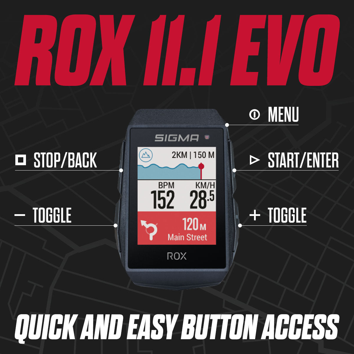 SIGMA ROX 11.1 EVO GPS Computadora de Bicicleta - Accesorio de Ciclismo Premium