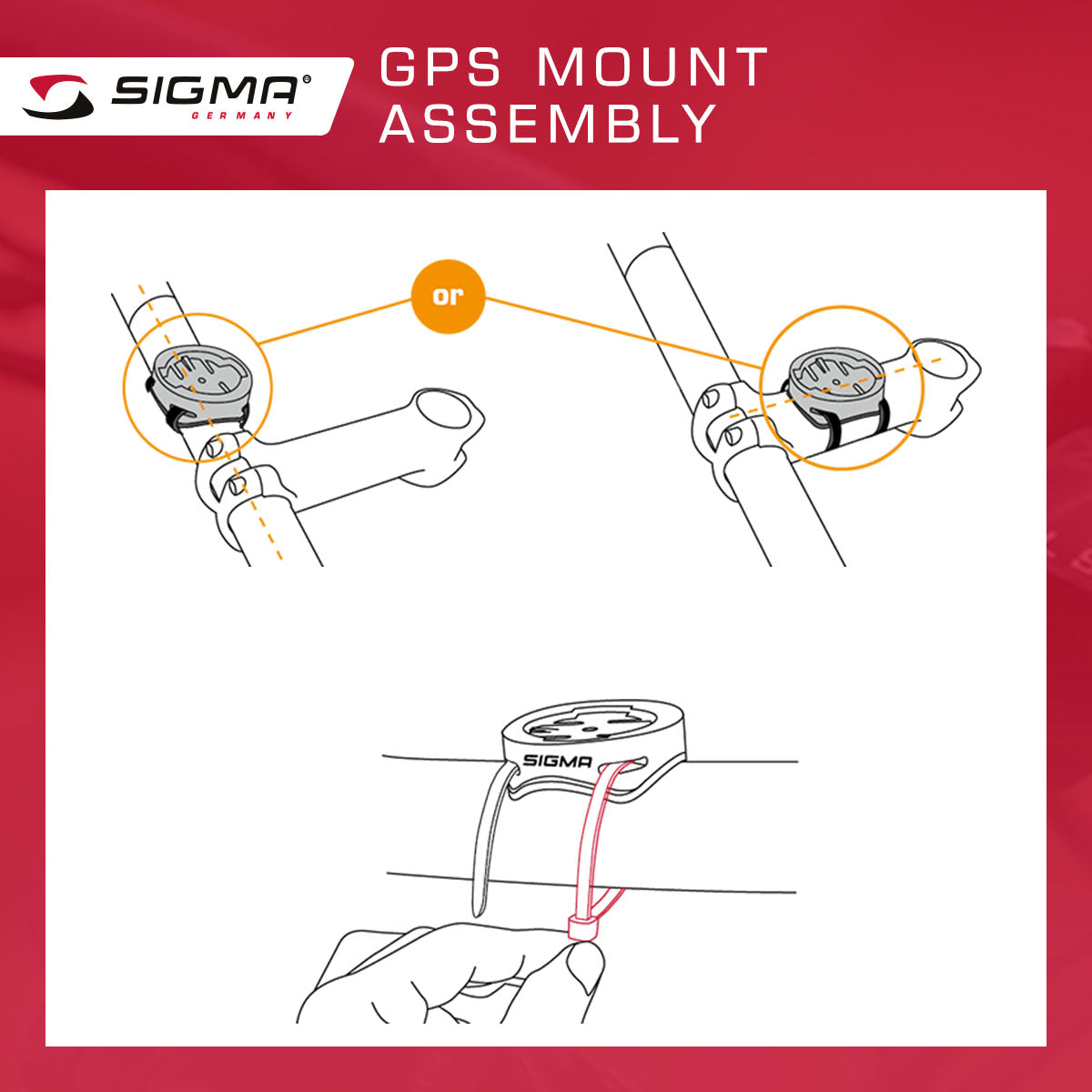 SIGMA ROX 2.0 GPS Ordinateur de Vélo - Ensemble de Montage Supérieur Noir