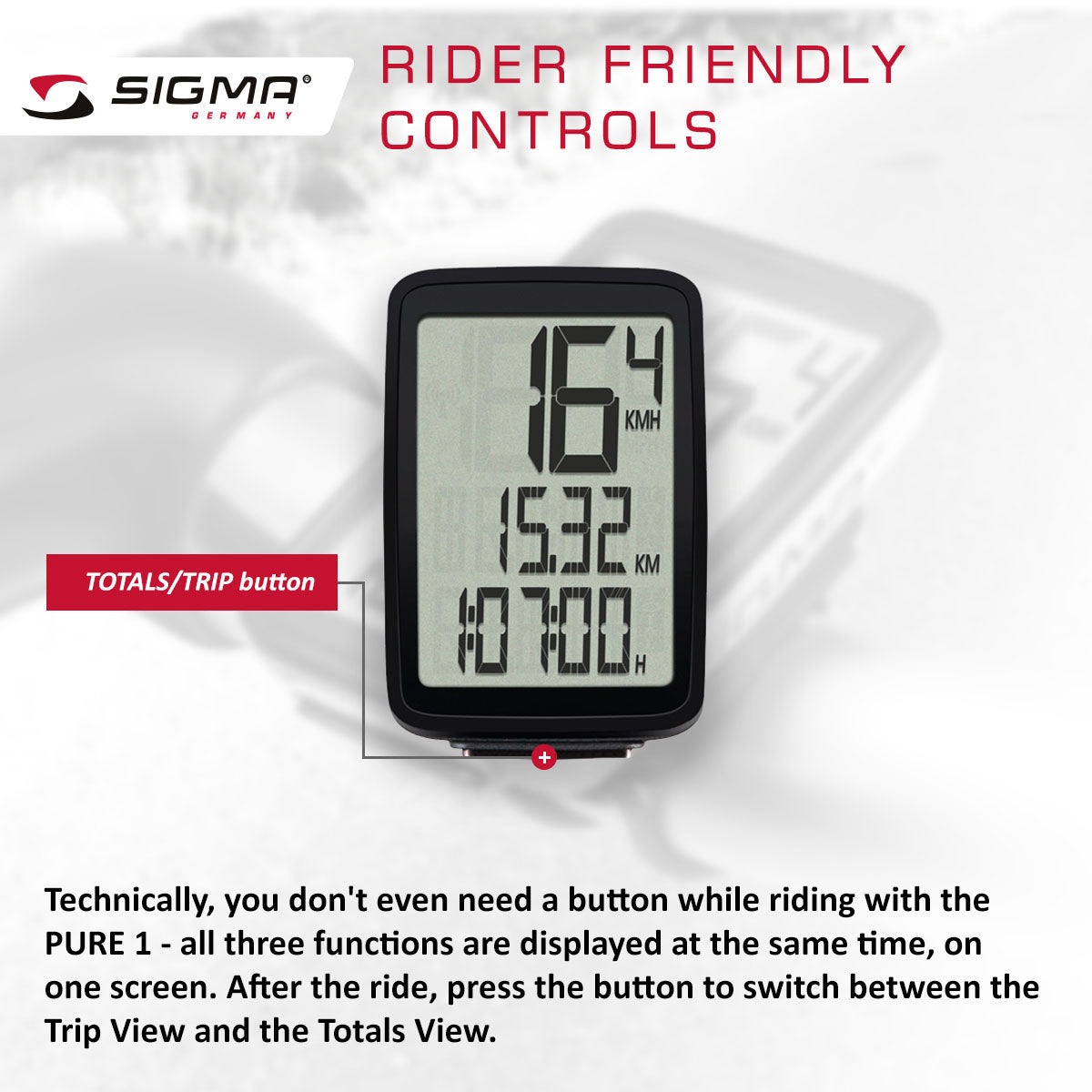 Ordinateur de vélo sans fil SIGMA Pure 1 ATS