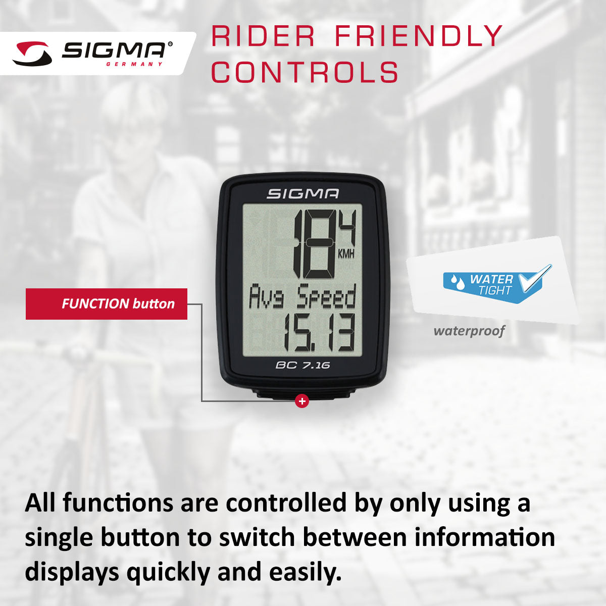 Ordinateur de vélo sans fil SIGMA BC 7.16