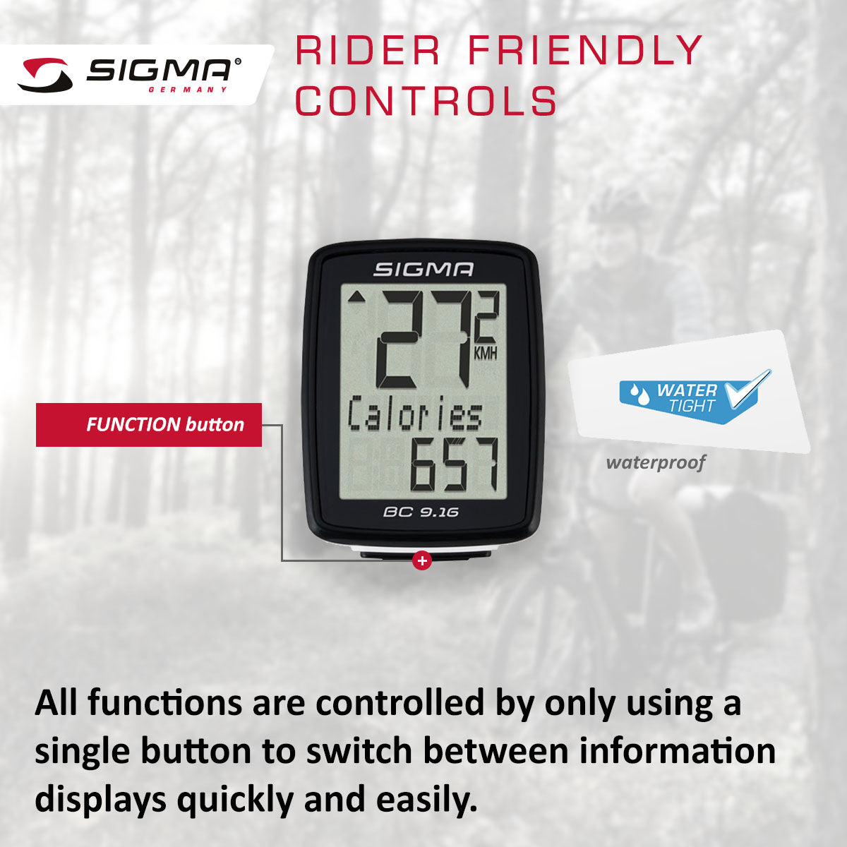 SIGMA Bicycle Computer - BC 9.16 ATS, Analogue Wireless - Korvel