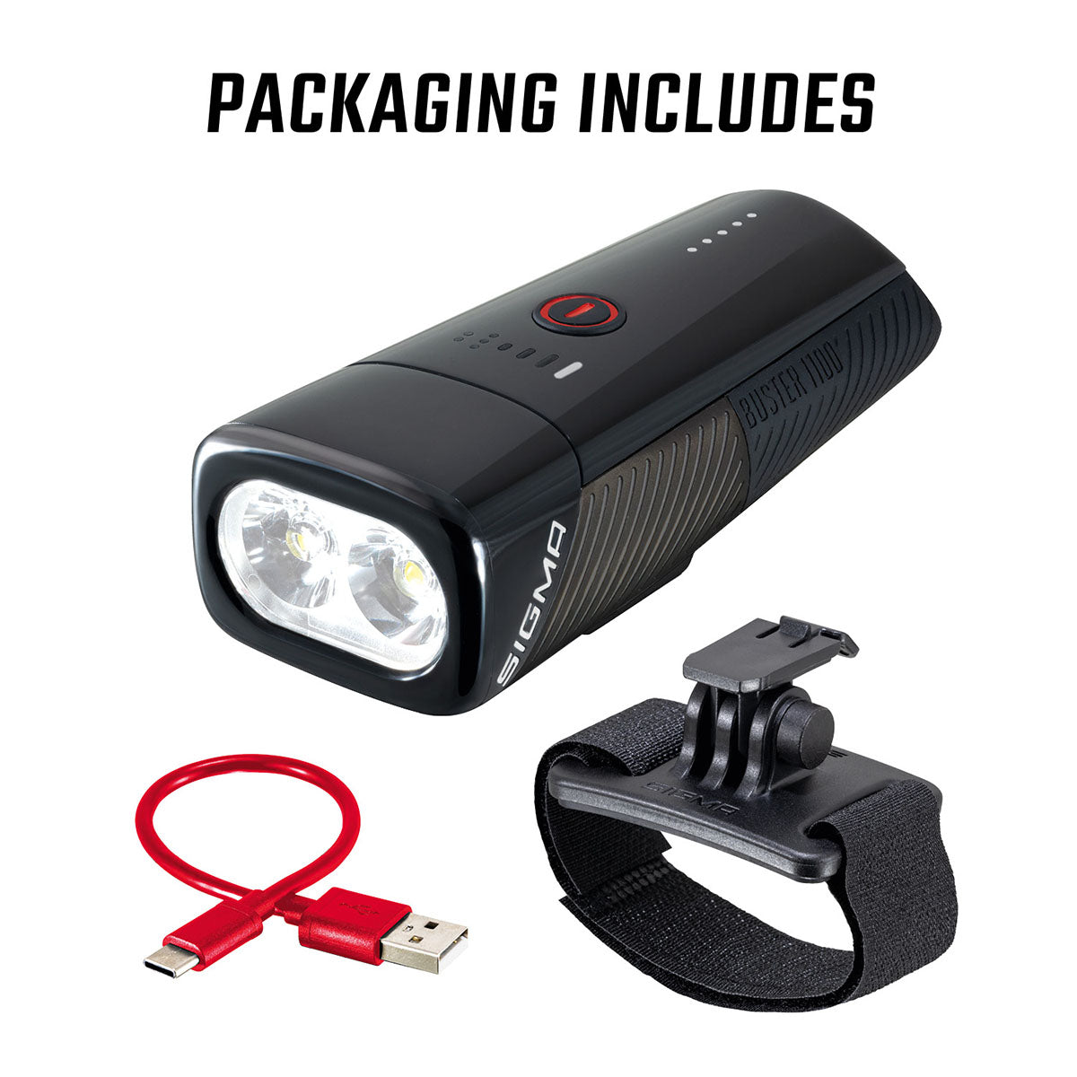 SIGMA BUSTER 1100 – Lampe avant de vélo premium avec montage polyvalent