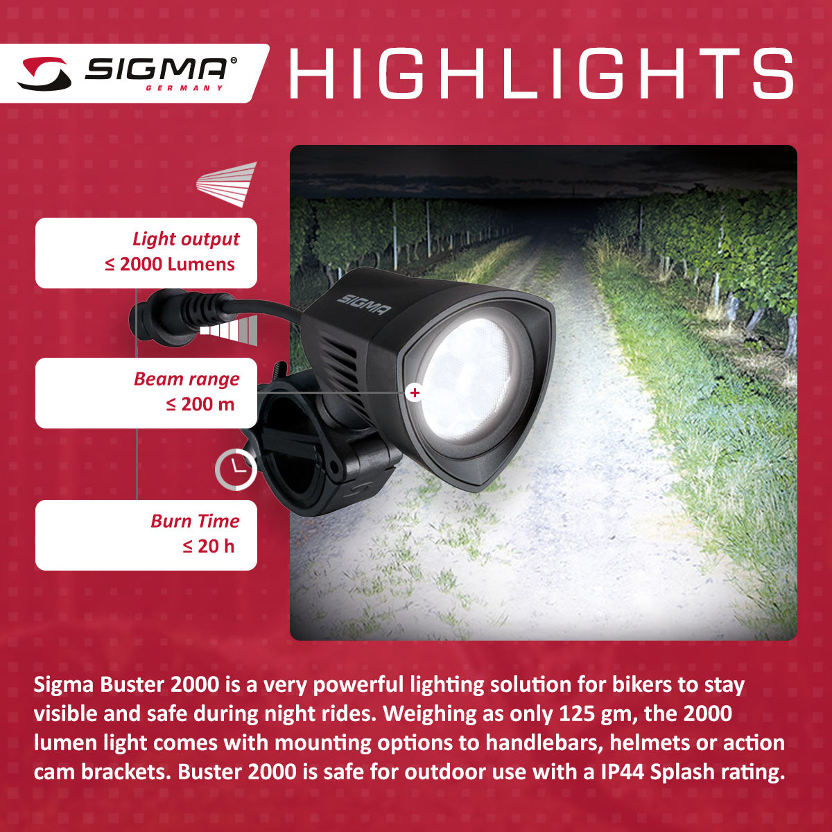 SIGMA BUSTER 2000 - Ultimate Power Light for Cyclists - Korvel