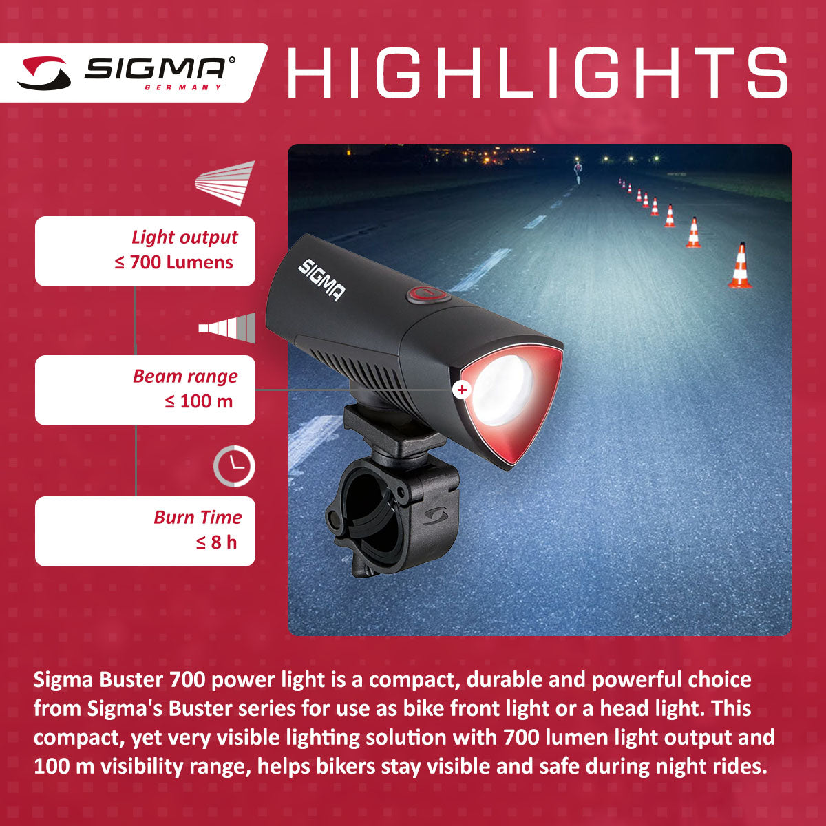 Luz para Bicicleta SIGMA Buster 700