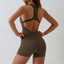 Conjunto de Mono de Gimnasio y Yoga con Espalda Abierta y Almohadillas
