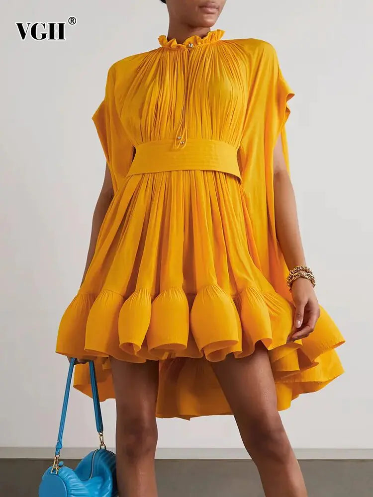 Robes mini unies asymétriques pour femmes