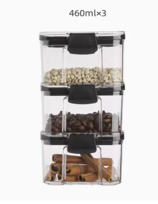 Bocal de rangement carré en plastique transparent pour cuisine