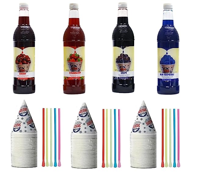 Kit de Nieve - Paquete de Botellas de Jarabe, Pajitas y Vasos