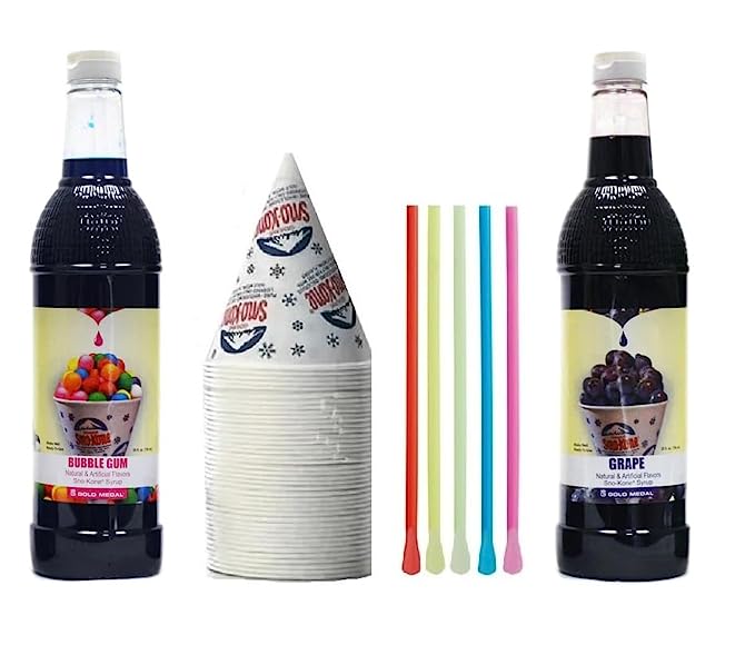 Kit de Nieve - Paquete de Botellas de Jarabe, Pajitas y Vasos
