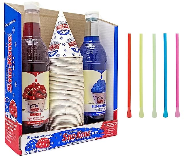 Kit de Nieve - Paquete de Botellas de Jarabe, Pajitas y Vasos