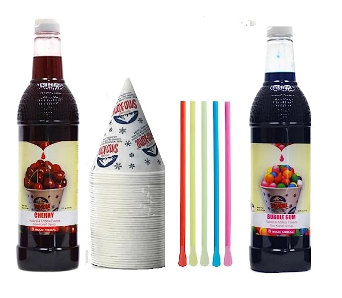 Kit de Nieve - Paquete de Botellas de Jarabe, Pajitas y Vasos