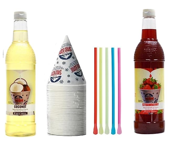 Kit de Nieve - Paquete de Botellas de Jarabe, Pajitas y Vasos