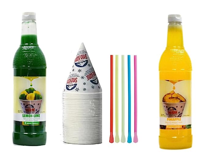 Kit de Nieve - Paquete de Botellas de Jarabe, Pajitas y Vasos