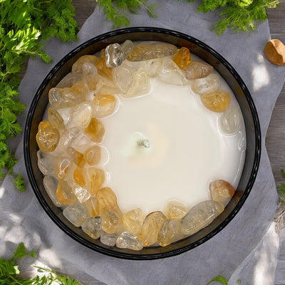 Citrine-Infused Herbal Serenity Candle | 9oz Coconut-Soy Blend - Korvel